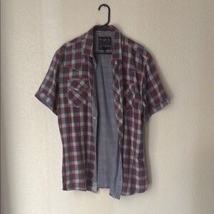 Men's Plaid Shirt - Red, White, and Blue